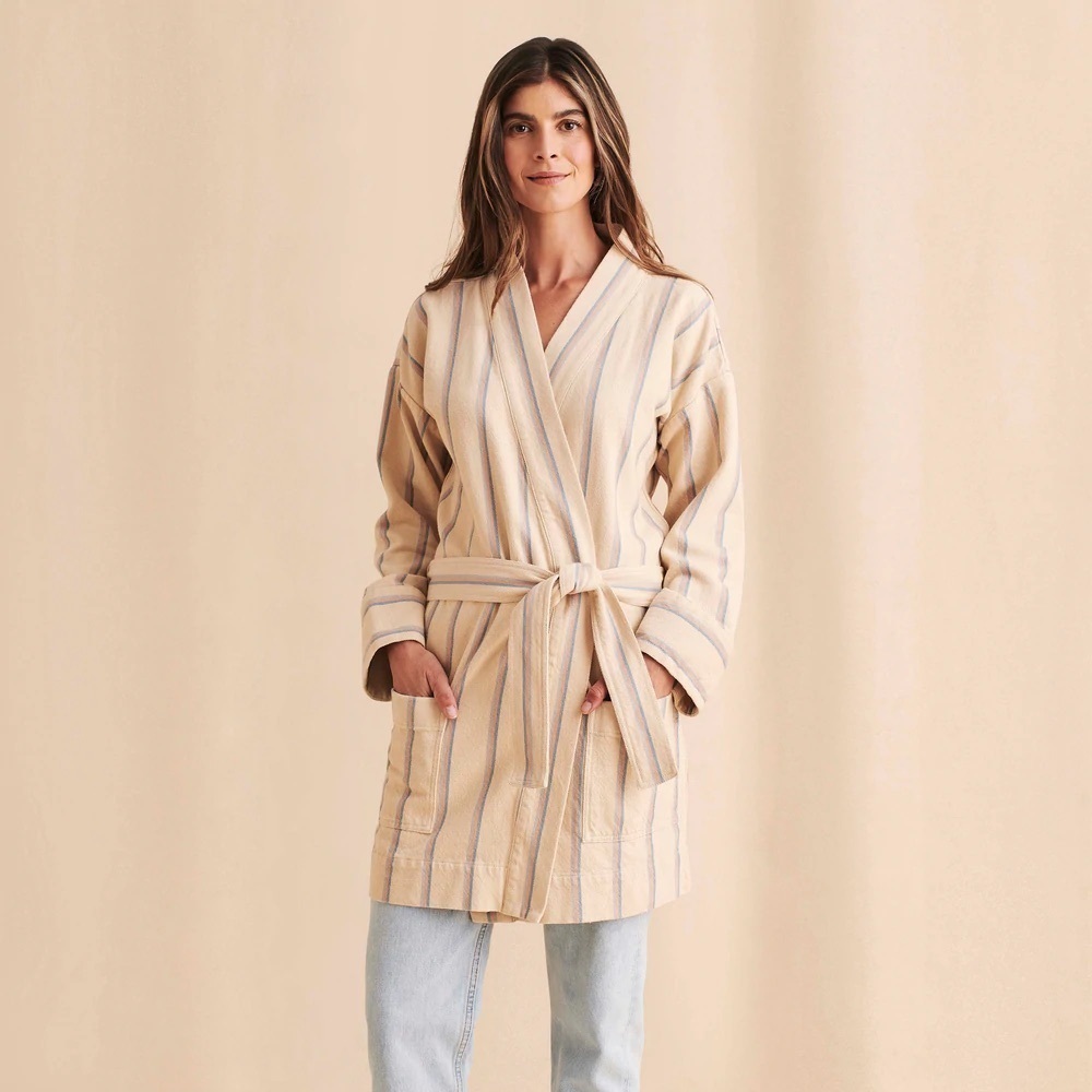 Faherty Palms Springs Wrap Jacket in Cayucos Stripe Linen Pockets XS NWT $178